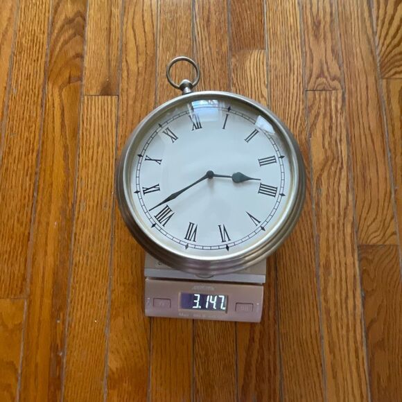 Heavy duty metal silver stainless steel stopwatch round barn farm wall clock 9” - Picture 14 of 14